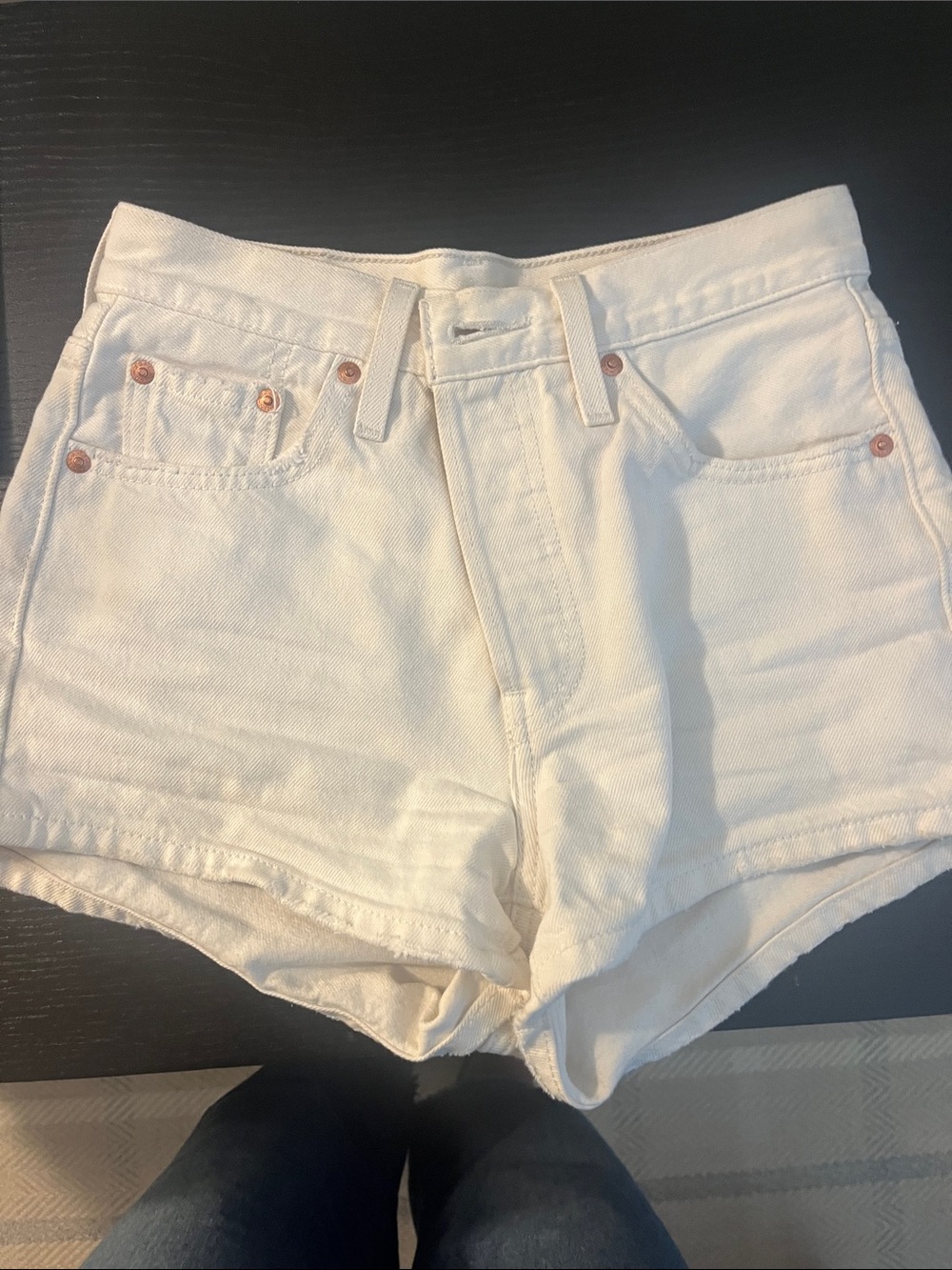 Women's White High-Rise Denim Shorts